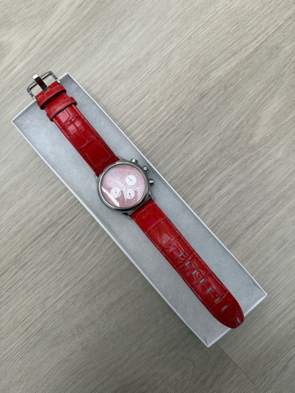 Dooney & Bourke Red Leather Strap Chronograph Watch